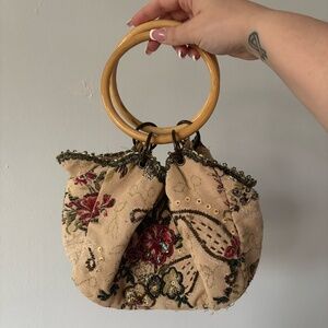 Vintage beaded flower satchel bag